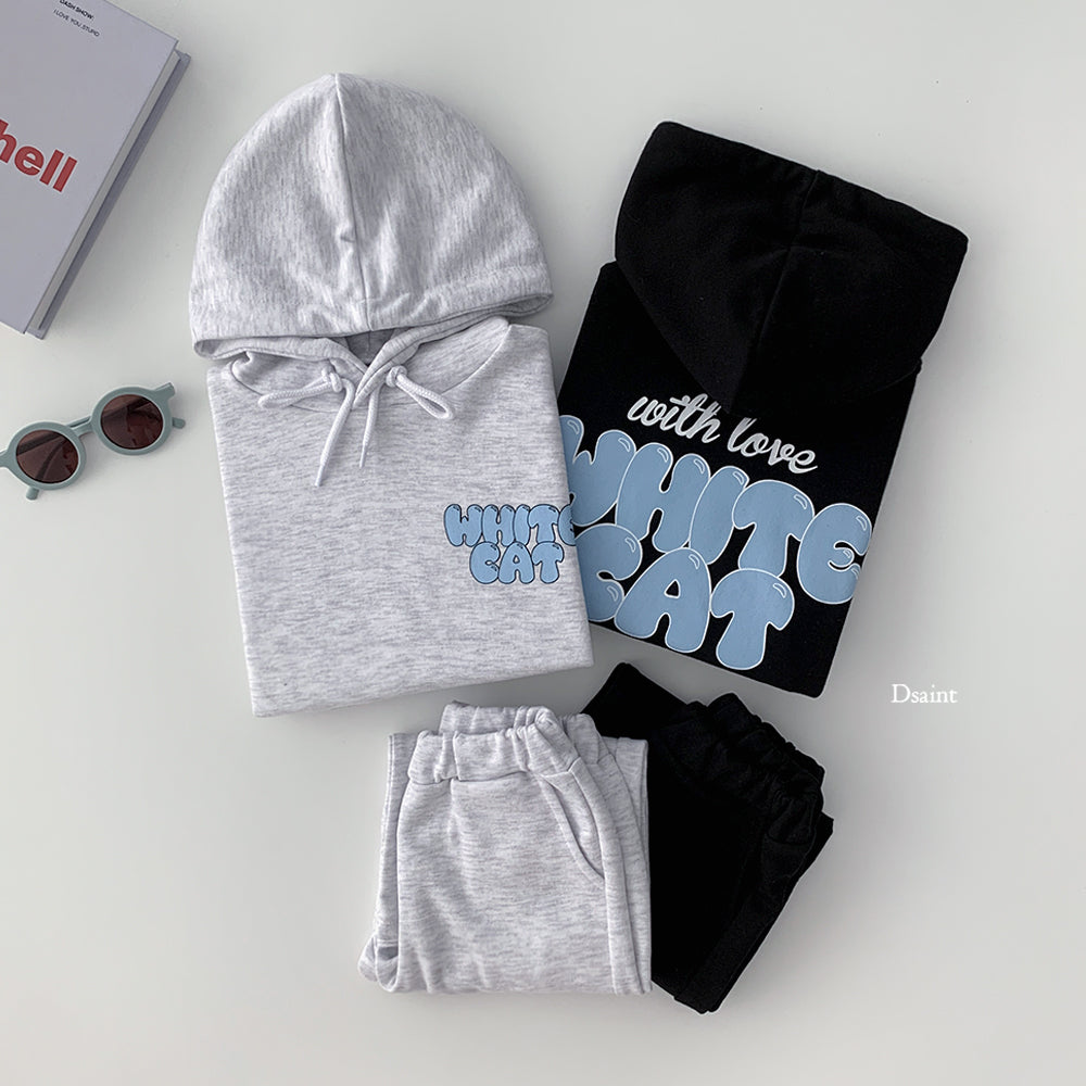 [PRE-ORDER] White Cat Hoodie Top Bottom Set