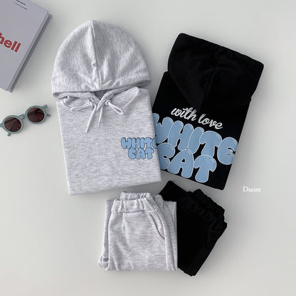 [PRE-ORDER] White Cat Hoodie Top Bottom Set