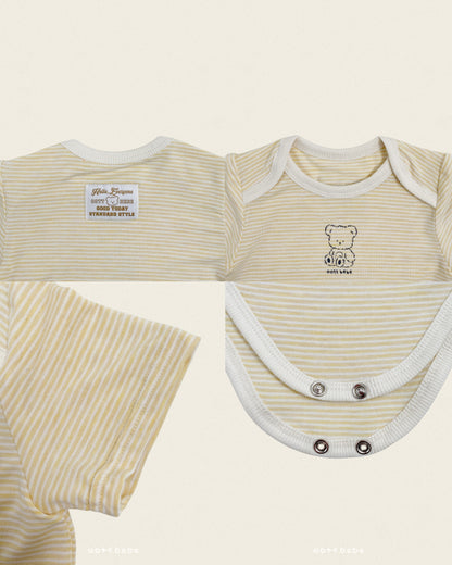 [PRE-ORDER] Chewy Stripe Body Suit + Bonnet Set