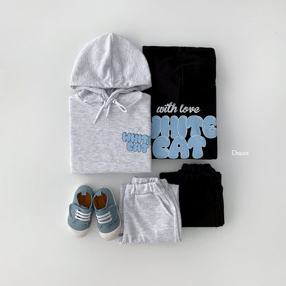 [PRE-ORDER] White Cat Hoodie Top Bottom Set