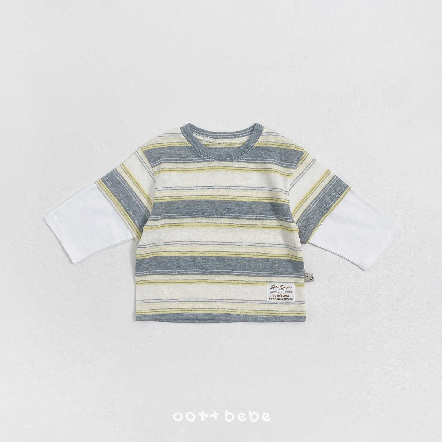 Breeze Layered T-Shirts [Grey/Yellow/M(3-4yr)]