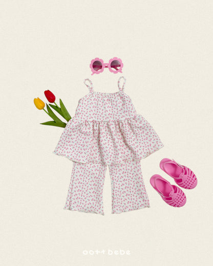 [PRE-ORDER] Peach Flower Top Bottom Set