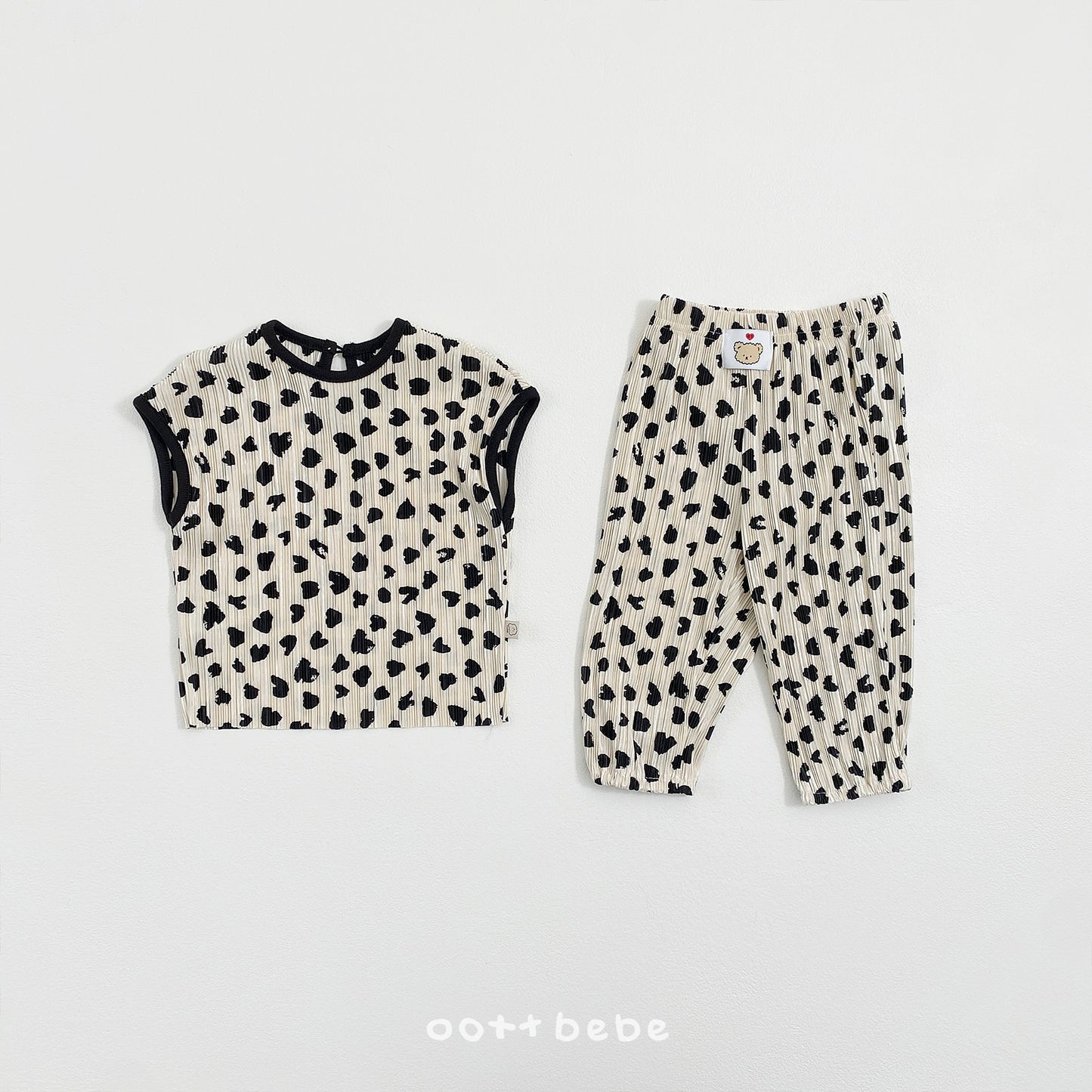 [PRE-ORDER] Petite Leopard Pleats Top Bottom Set