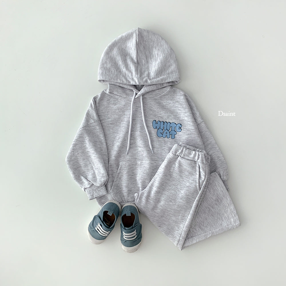 [PRE-ORDER] White Cat Hoodie Top Bottom Set