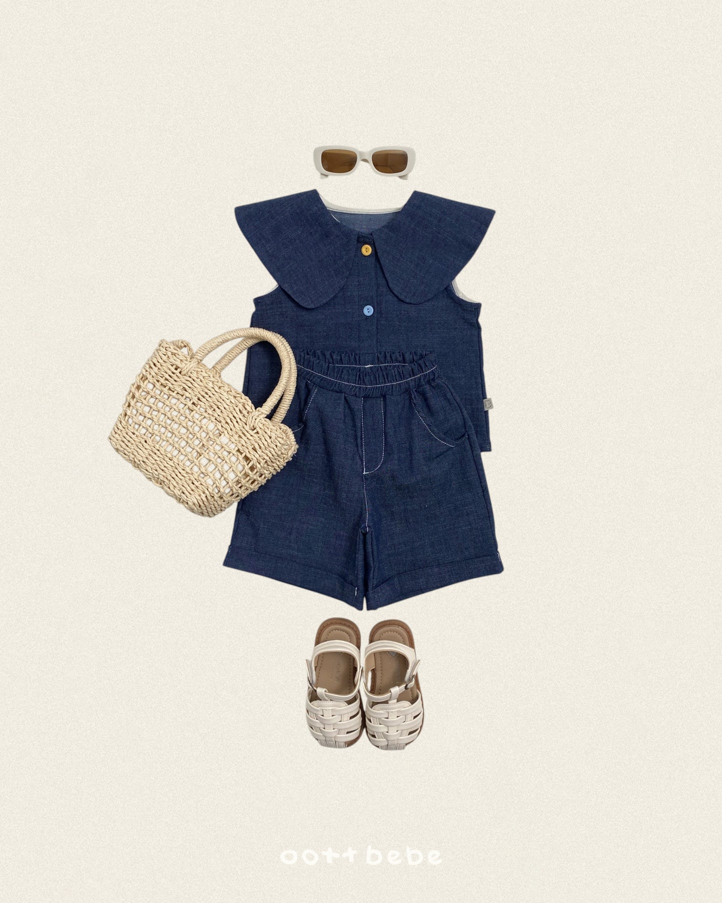 [PRE-ORDER] Heart Denim Collar Blouse