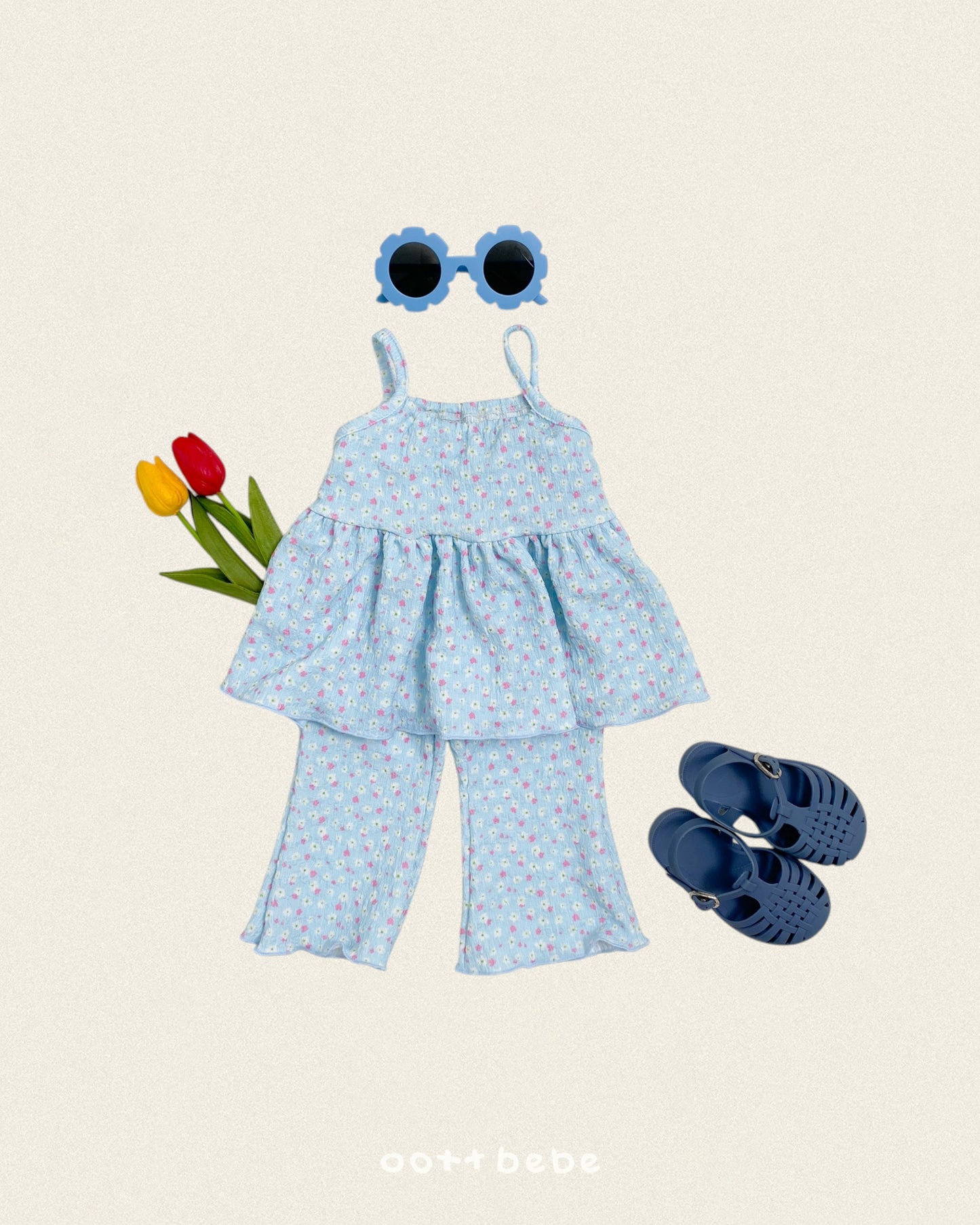 [PRE-ORDER] Peach Flower Top Bottom Set