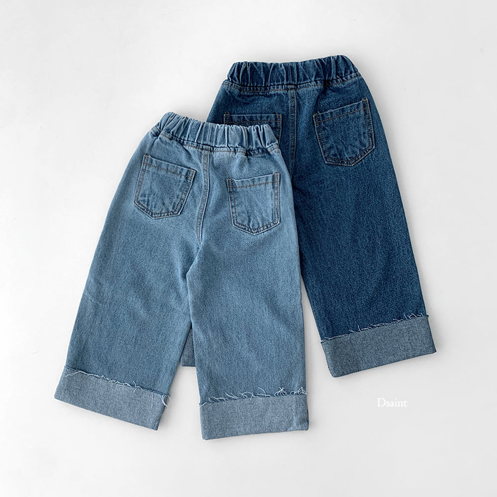[PRE-ORDER] Cutting Roll-Up Wide Denim Pants