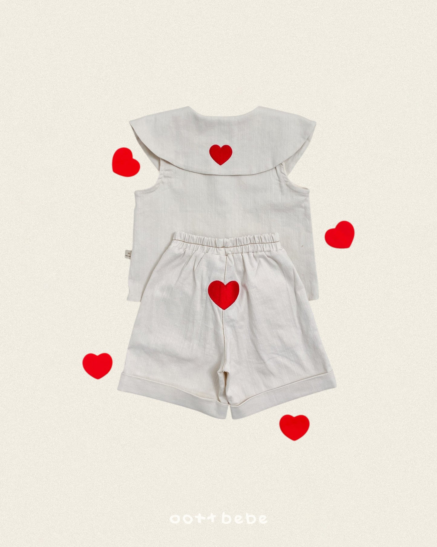 [PRE-ORDER] Heart Denim Collar Blouse