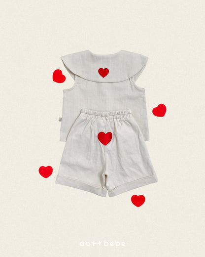 [PRE-ORDER] Heart Denim Collar Blouse