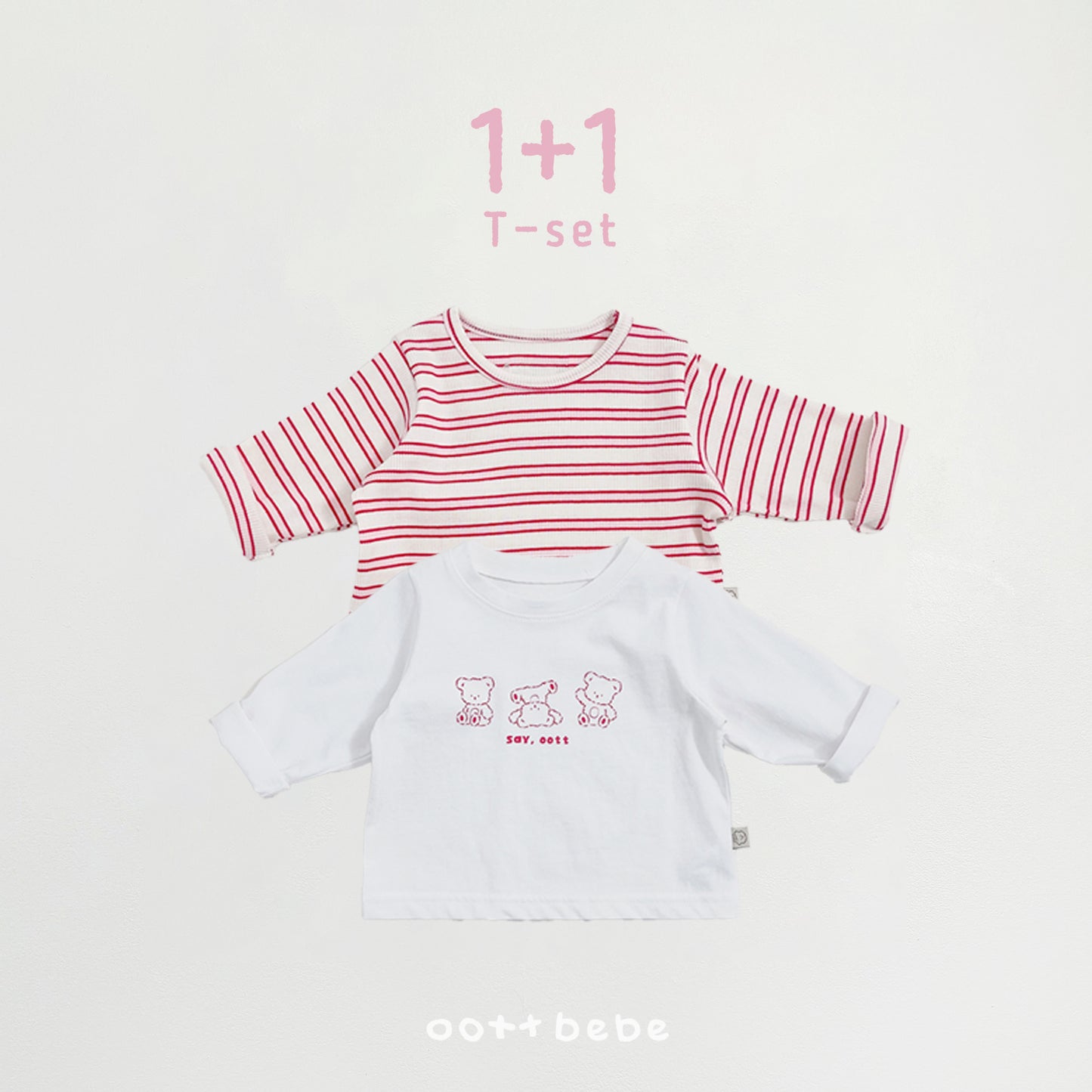 Say Oott 1+1 Baby T-Shirts [Red/Ivory/Baby M(6-12m)]