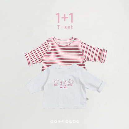 Say Oott 1+1 Baby T-Shirts [Red/Ivory/Baby M(6-12m)]