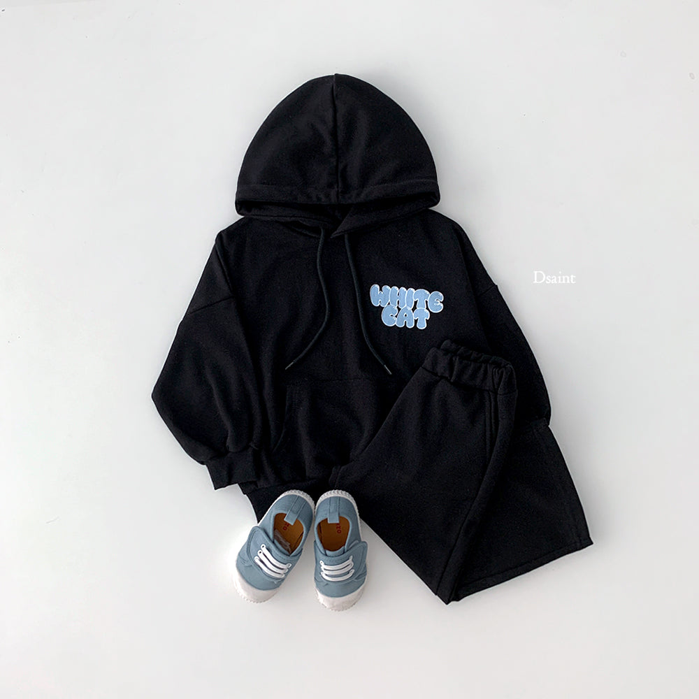 [PRE-ORDER] White Cat Hoodie Top Bottom Set