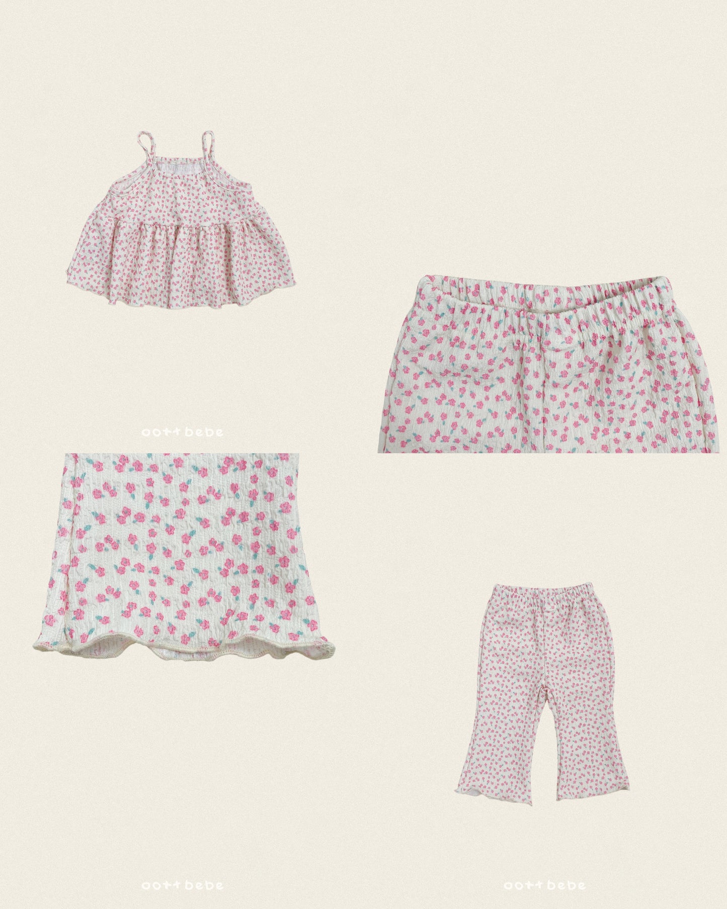 [PRE-ORDER] Peach Flower Top Bottom Set