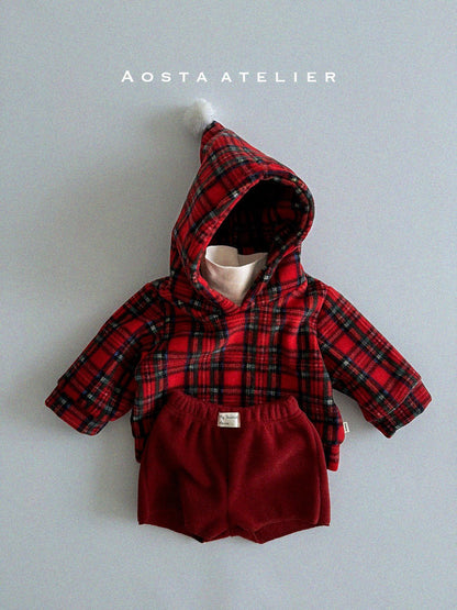 Winter Cone Hoodie Sweatshirts [Red Check/M(1-2yr)]