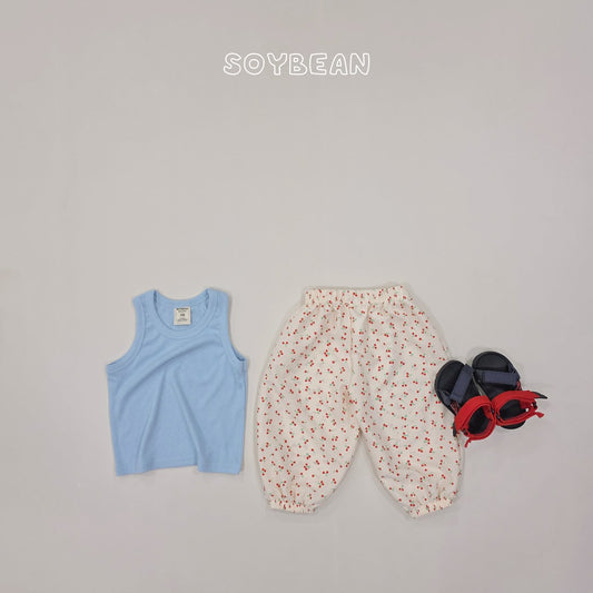 Summer Ribbed Sleeveless T-Shirts [Light Blue/M(3-4yr)]