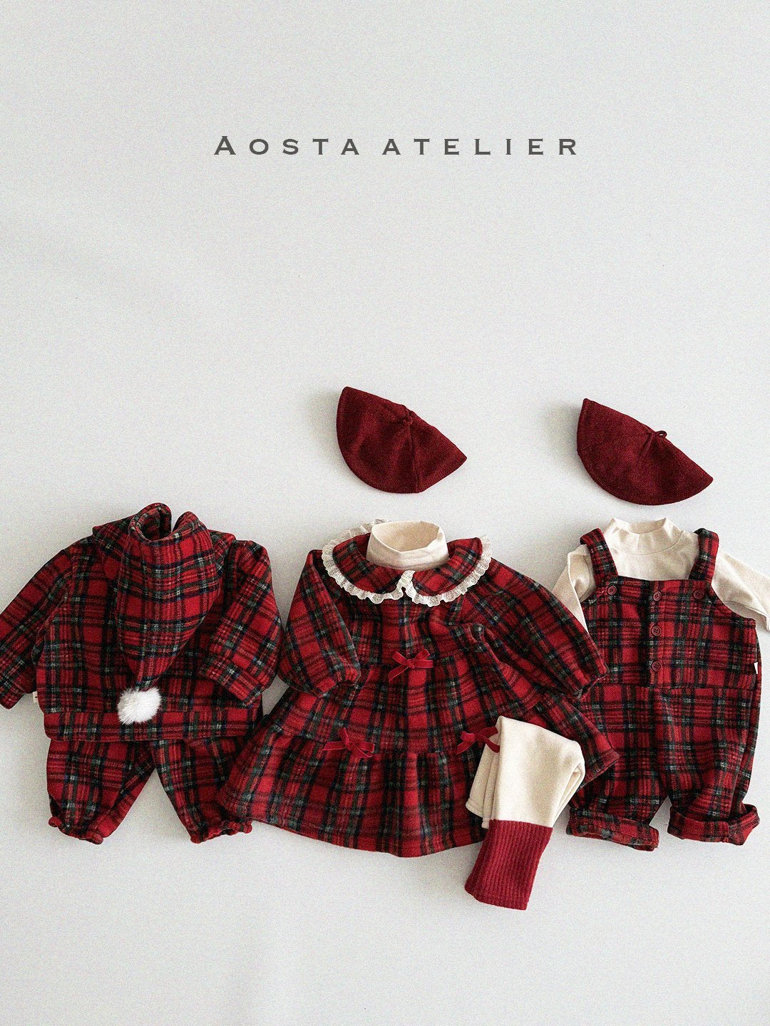 Winter Cone Hoodie Sweatshirts [Red Check/M(1-2yr)]