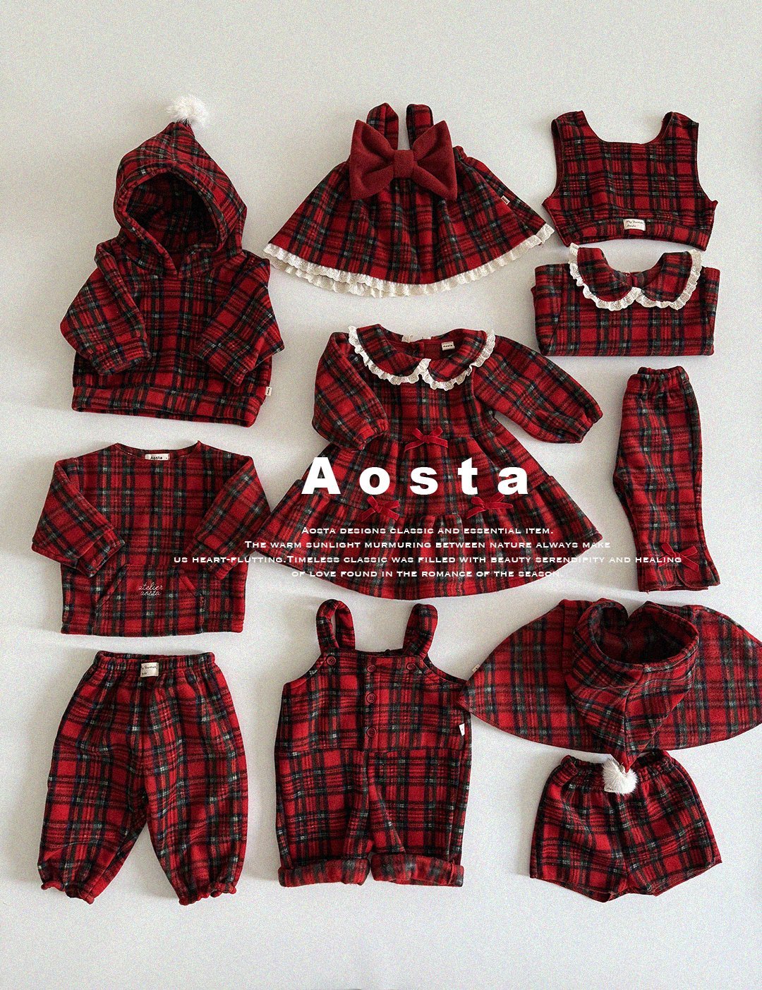 Winter Cone Hoodie Sweatshirts [Red Check/M(1-2yr)]