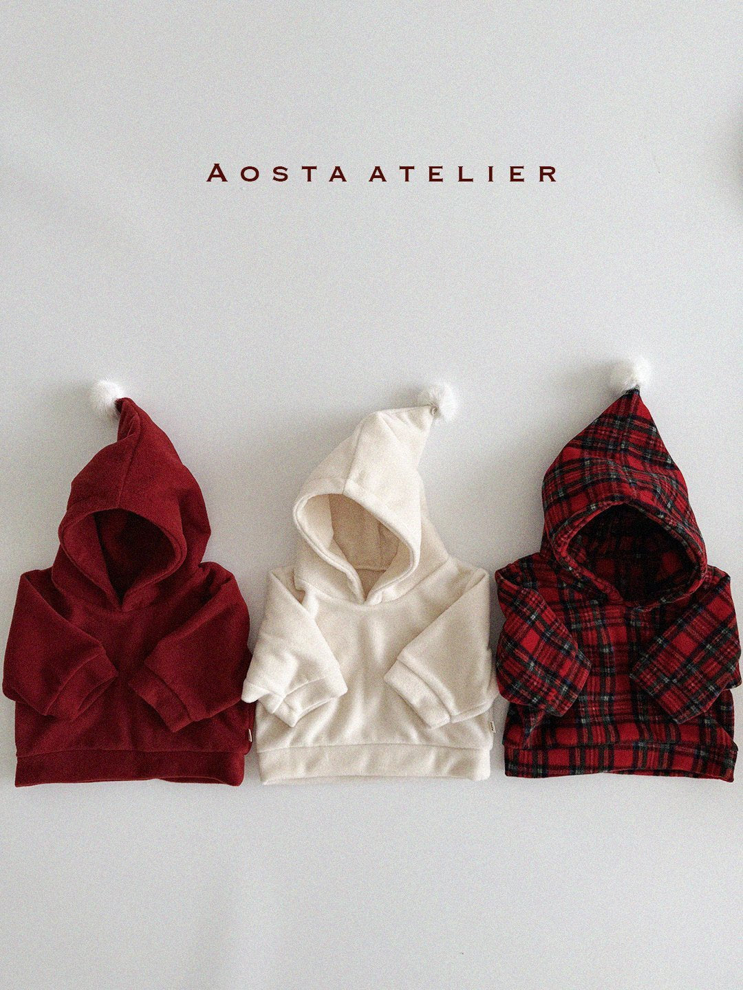 Winter Cone Hoodie Sweatshirts [Red Check/M(1-2yr)]