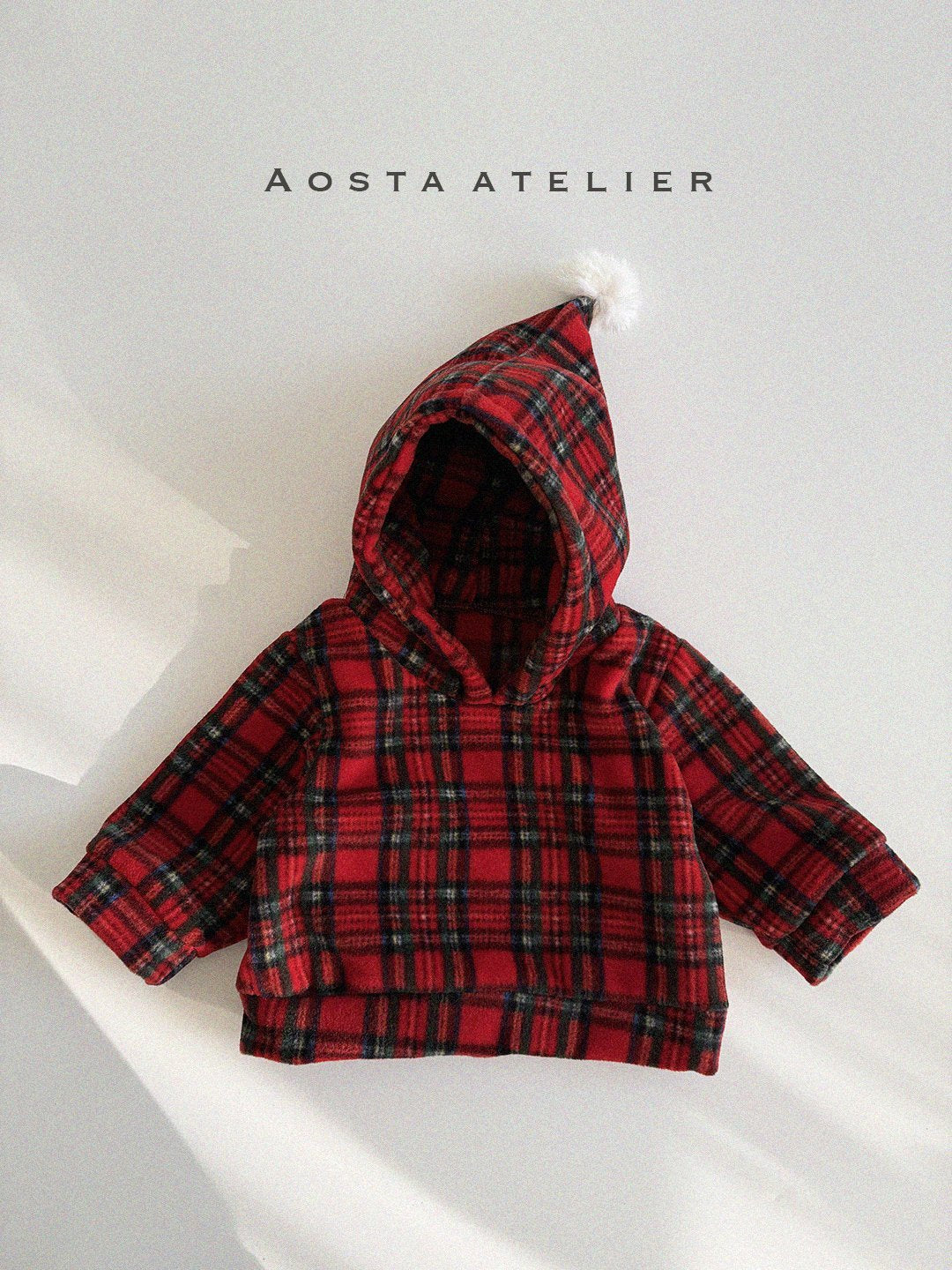 Winter Cone Hoodie Sweatshirts [Red Check/M(1-2yr)]