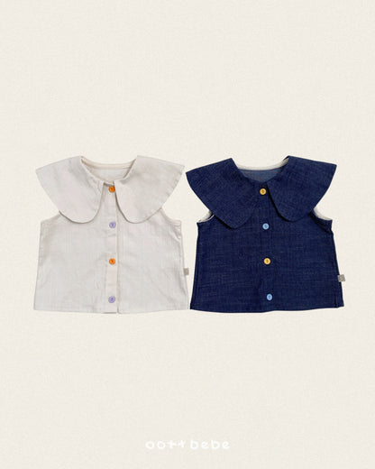 [PRE-ORDER] Heart Denim Collar Blouse