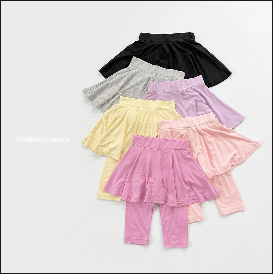 Skirt 3/4 Leggings [Melange Grey,Black/L(4-5yr)]
