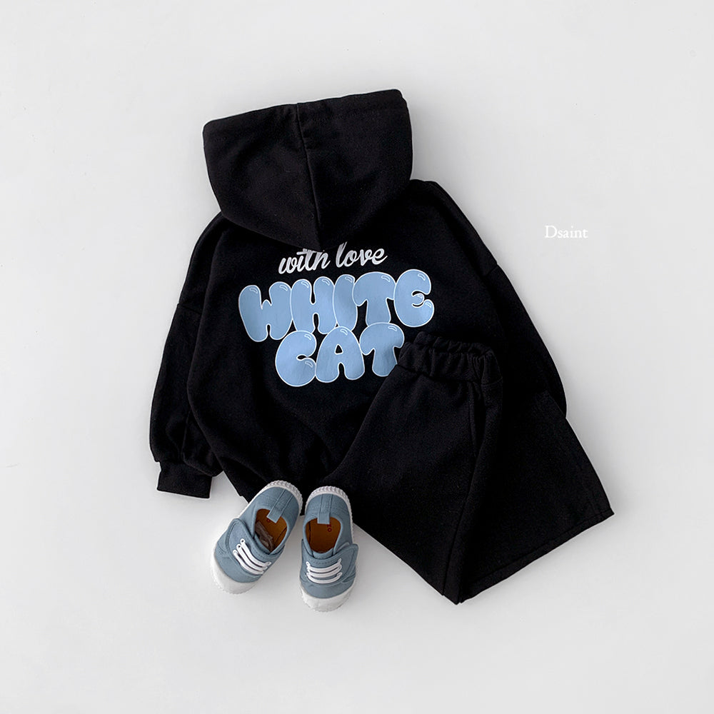 [PRE-ORDER] White Cat Hoodie Top Bottom Set
