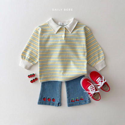 Cozy Collar T-Shirts [Yellow/M(3-4yr)]