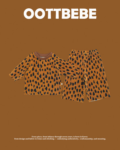 [PRE-ORDER] Velvet Leopard Pleats Top Bottom Set