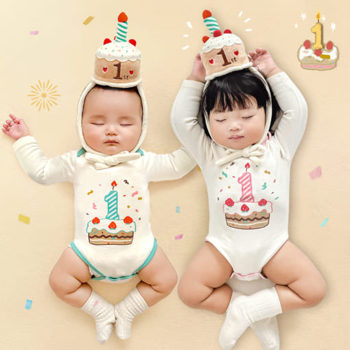 Happy 1st Body Suit + Hat Set
