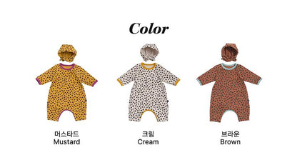 [PRE-ORDER] Heart Leopard Body Suit + Bonnet Set