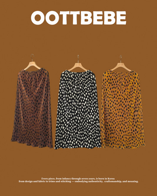 [PRE-ORDER] Velvet Leopard Pleats Mom Skirts