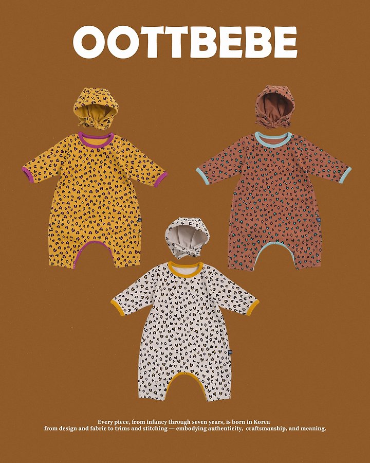 [PRE-ORDER] Heart Leopard Body Suit + Bonnet Set