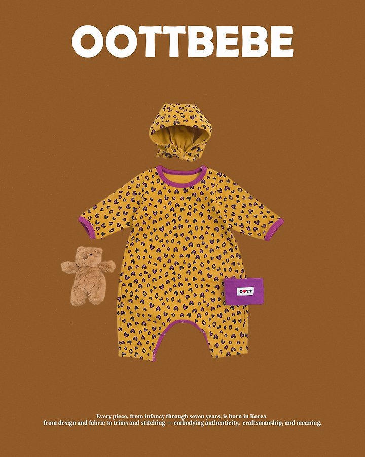 [PRE-ORDER] Heart Leopard Body Suit + Bonnet Set