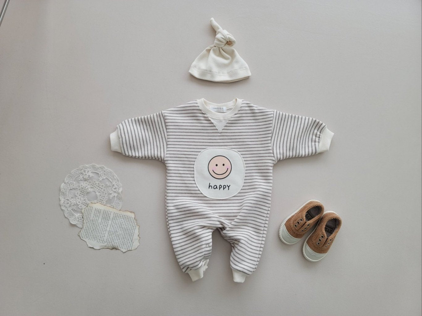 [PRE-ORDER] Happy Body Suit + Bonnet Set