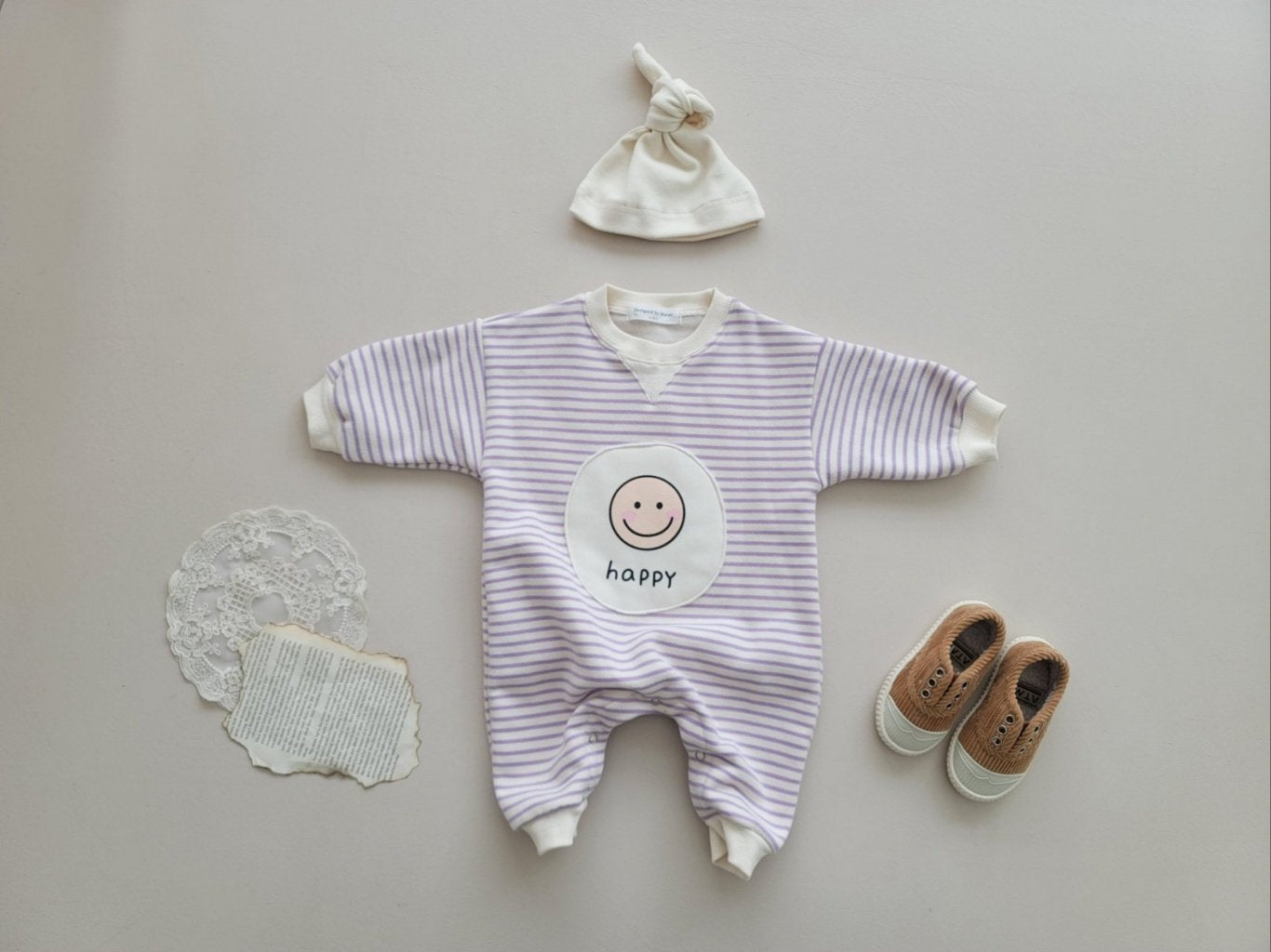 [PRE-ORDER] Happy Body Suit + Bonnet Set