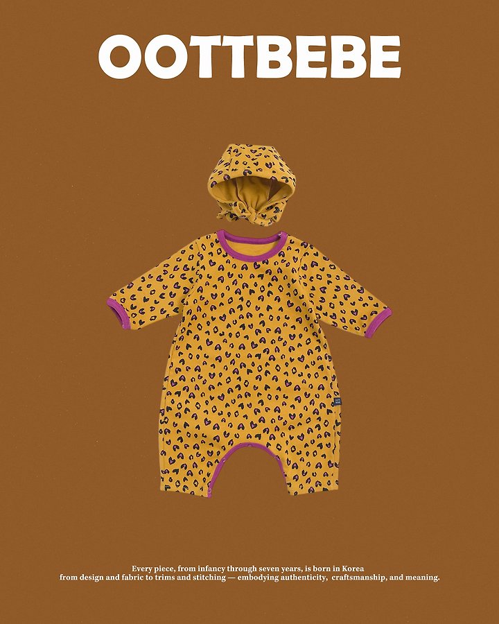 [PRE-ORDER] Heart Leopard Body Suit + Bonnet Set
