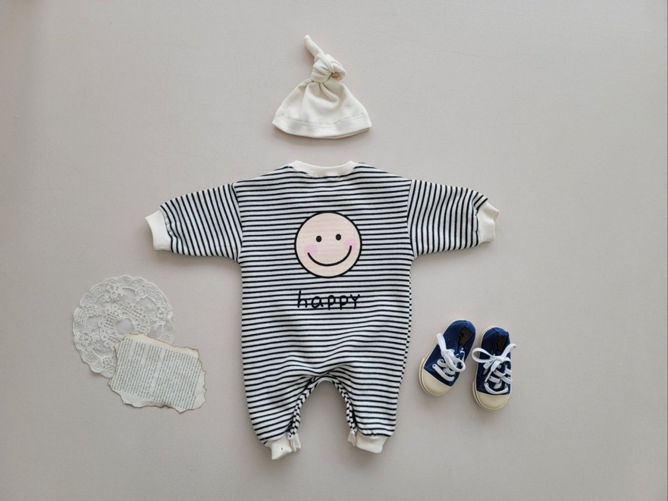 [PRE-ORDER] Happy Body Suit + Bonnet Set