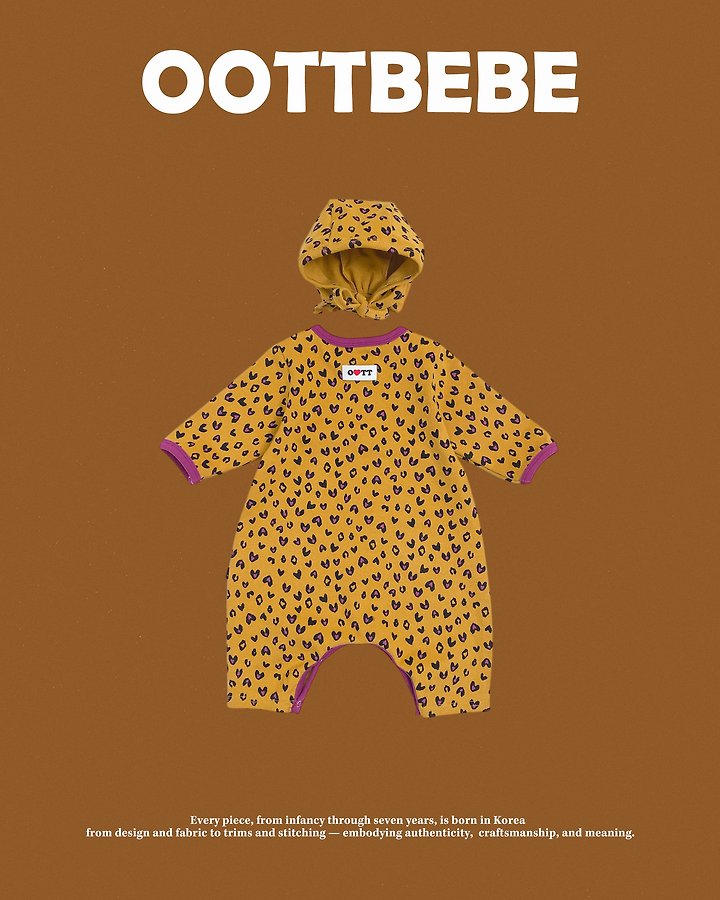 [PRE-ORDER] Heart Leopard Body Suit + Bonnet Set