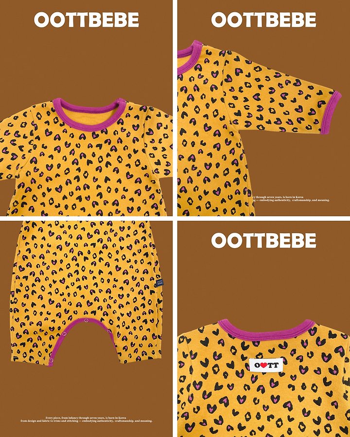 [PRE-ORDER] Heart Leopard Body Suit + Bonnet Set