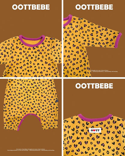[PRE-ORDER] Heart Leopard Body Suit + Bonnet Set