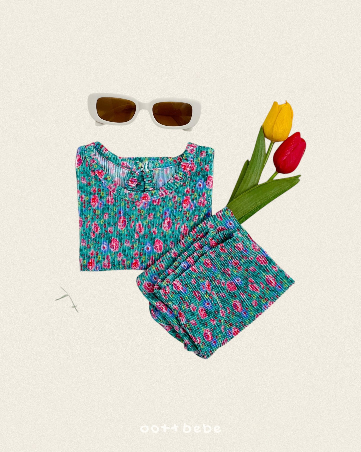 [PRE-ORDER] Flower Pleats Top Bottom Set