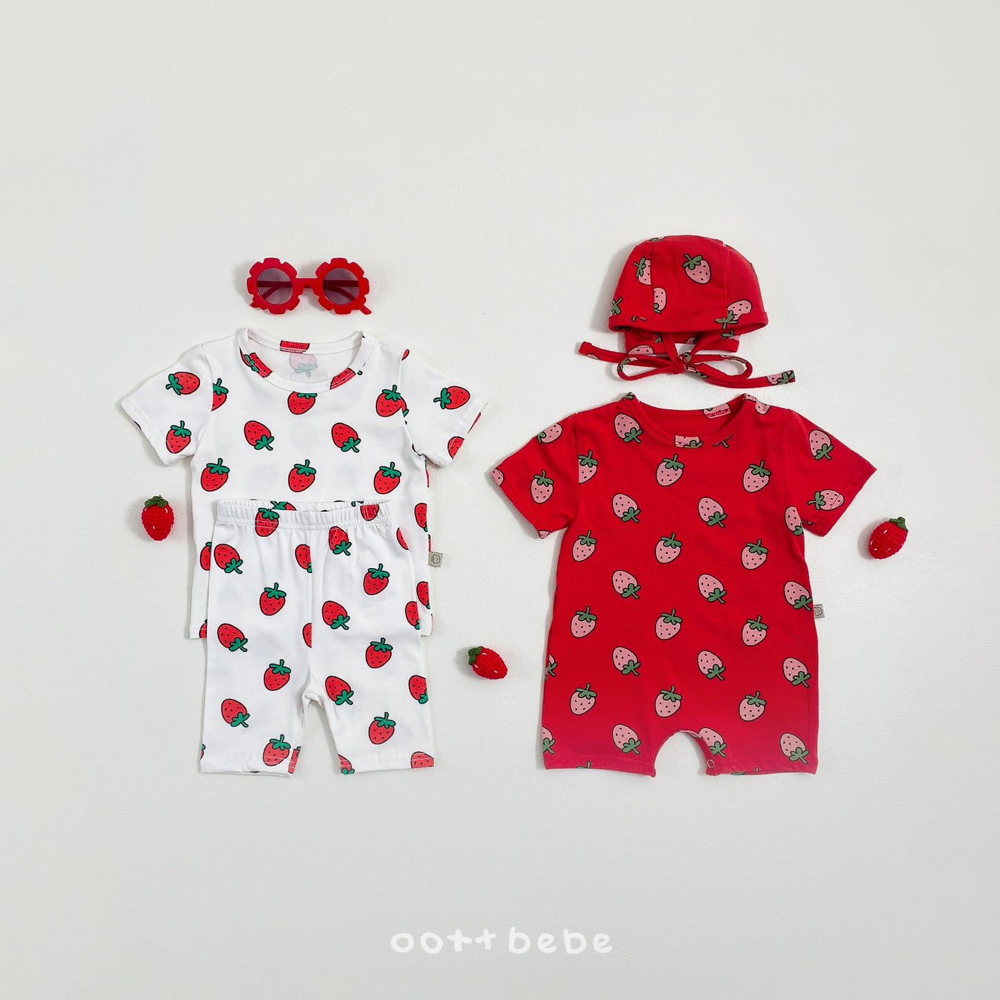 [PRE-ORDER] Strawberry Body Suit + Bonnet Set