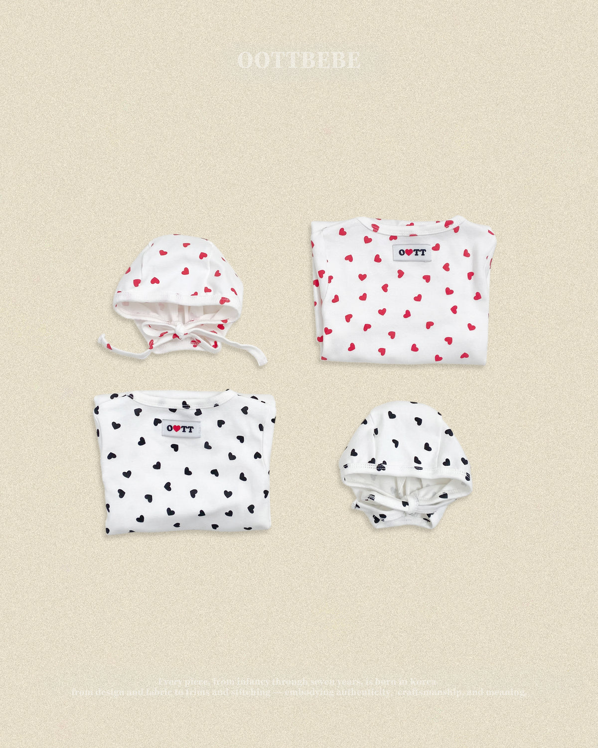 [PRE-ORDER] Petit Heart Body Suit + Bonnet Set