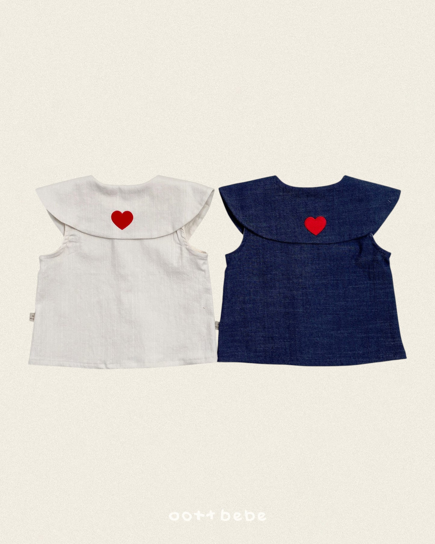 [PRE-ORDER] Heart Denim Collar Blouse