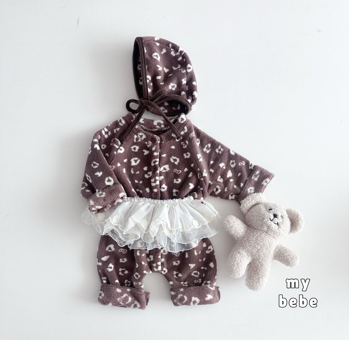 [PRE-ORDER] Poodle Button Body Suit + Bonnet Set