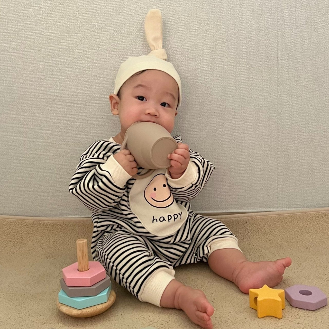 [PRE-ORDER] Happy Body Suit + Bonnet Set