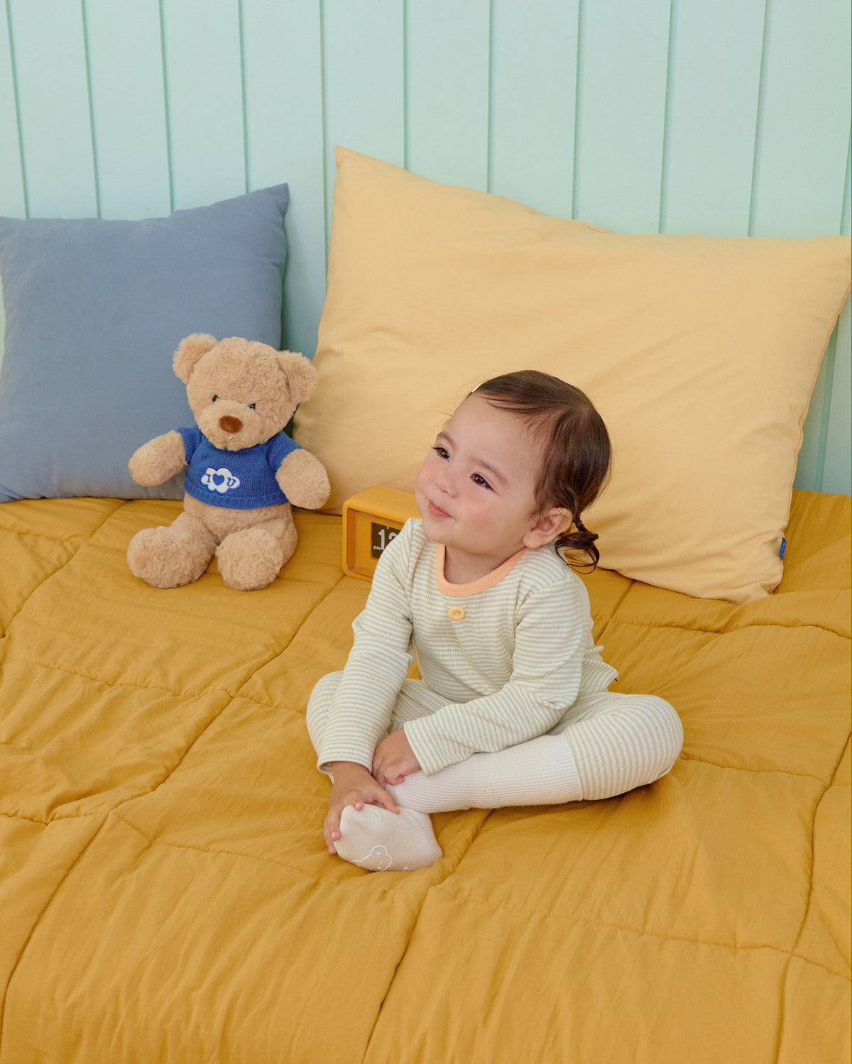 Vanilla Latte Home Wear Set [Blue/Yellow/XL(4-5yr)]