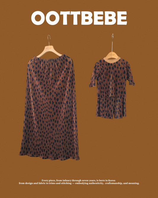 [PRE-ORDER] Velvet Leopard Pleats Mom Skirts