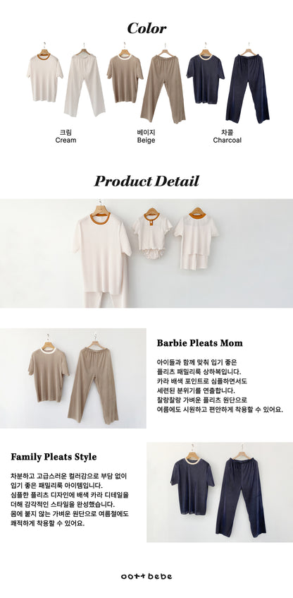 [PRE-ORDER] Barbie Pleats Top Bottom Set (Mom Couple)