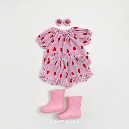 [PRE-ORDER] Sweet Berry Pleats Top Bottom Set